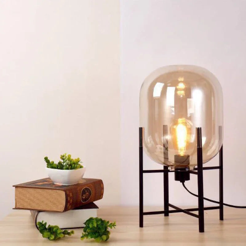 Postmodern Nordic Industrial Style Smoke Gray Glass Four-legged Floor Lamp Creative Personality Living Room Bedroom Table Lamps