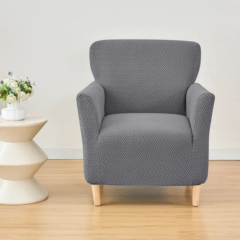 T-shaped Jacquard Tub Chair Cover Armchair Slipcover for Living Room Bedroom Office Elastic Single Sofa Covers Home Bar Counter