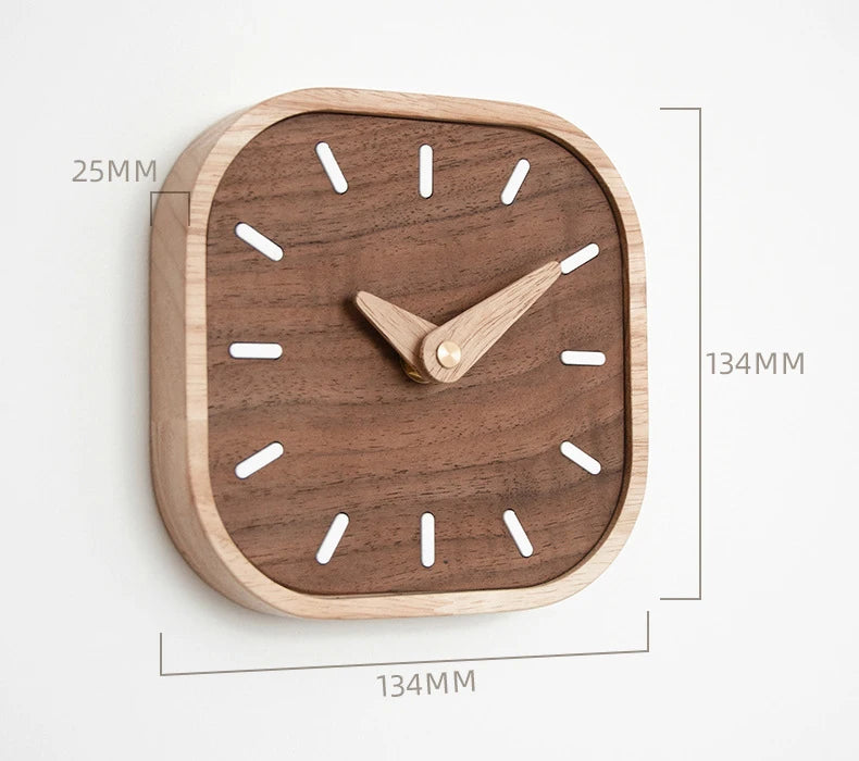Nordic Black Walnut Minimalist Desk Clock Wall Clock Bedroom Living Room Decoration Solid Wood Quiet Clocks Hanging Wall Watch