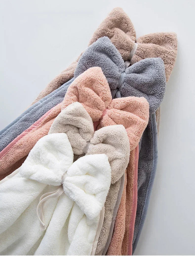 Bowknot Hand Towels for Kitchen Bathroom Coral Velvet Microfiber Soft Quick Dry Absorbent Cleaning Cloths Home Sauna Terry Towel
