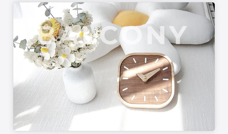 Nordic Black Walnut Minimalist Desk Clock Wall Clock Bedroom Living Room Decoration Solid Wood Quiet Clocks Hanging Wall Watch