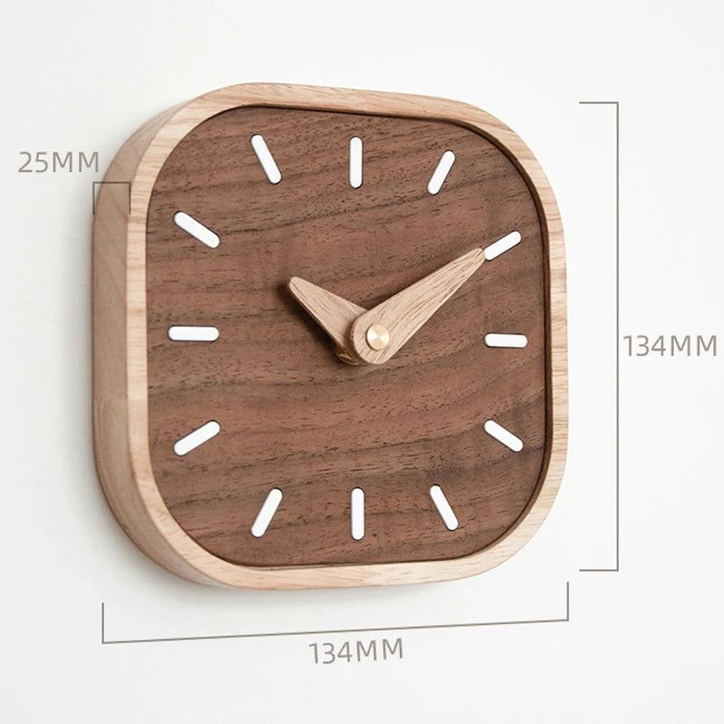 Nordic Black Walnut Minimalist Desk Clock Wall Clock Bedroom Living Room Decoration Solid Wood Quiet Clocks Hanging Wall Watch