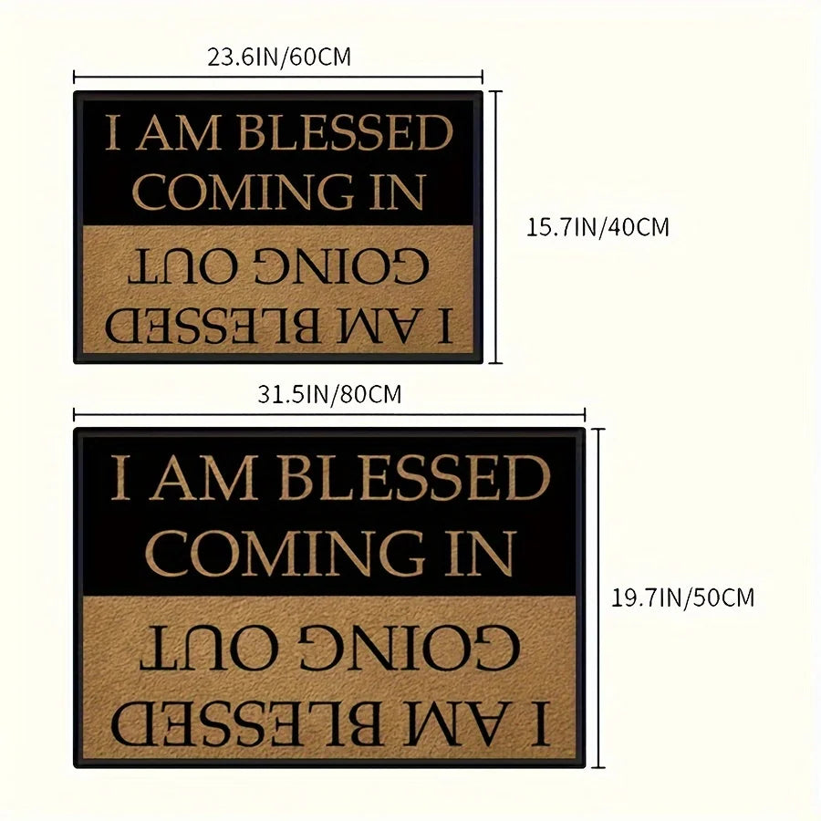 I AM BLESSED Letters Non-slip Carpet Bedroom Entrance Doormats Home Decoration Washable Kitchen Bathroom Balcony Floor Rug