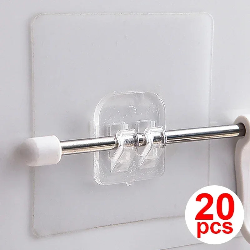 1-20PCS Hook Self Adhesive Transparent Strong Hooks Wall Hanging Holder Kitchen Bathroom Organizer Shelf Hooks Multi-Purpose
