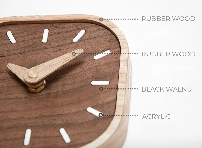 Nordic Black Walnut Minimalist Desk Clock Wall Clock Bedroom Living Room Decoration Solid Wood Quiet Clocks Hanging Wall Watch