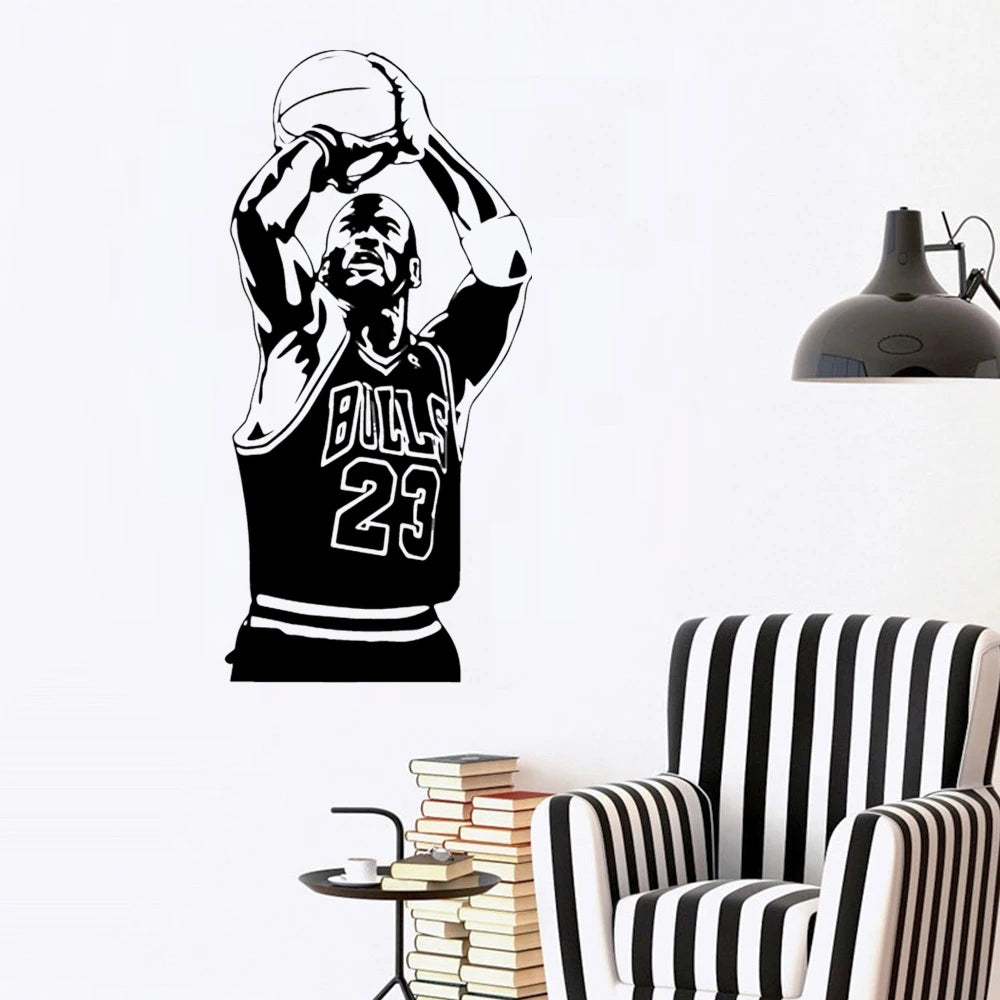 Basketball Player Wall Sticker Self Adhesive Vinyl Waterproof Wall Art Decal For Kids Room Living Room Home Decor Sticker Mural