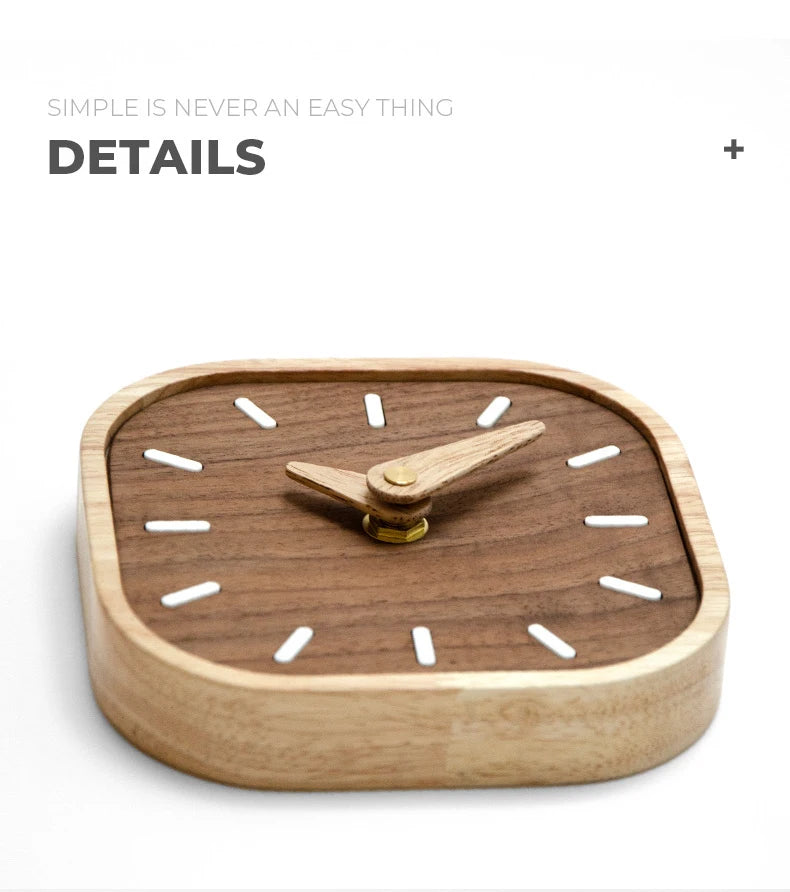 Nordic Black Walnut Minimalist Desk Clock Wall Clock Bedroom Living Room Decoration Solid Wood Quiet Clocks Hanging Wall Watch