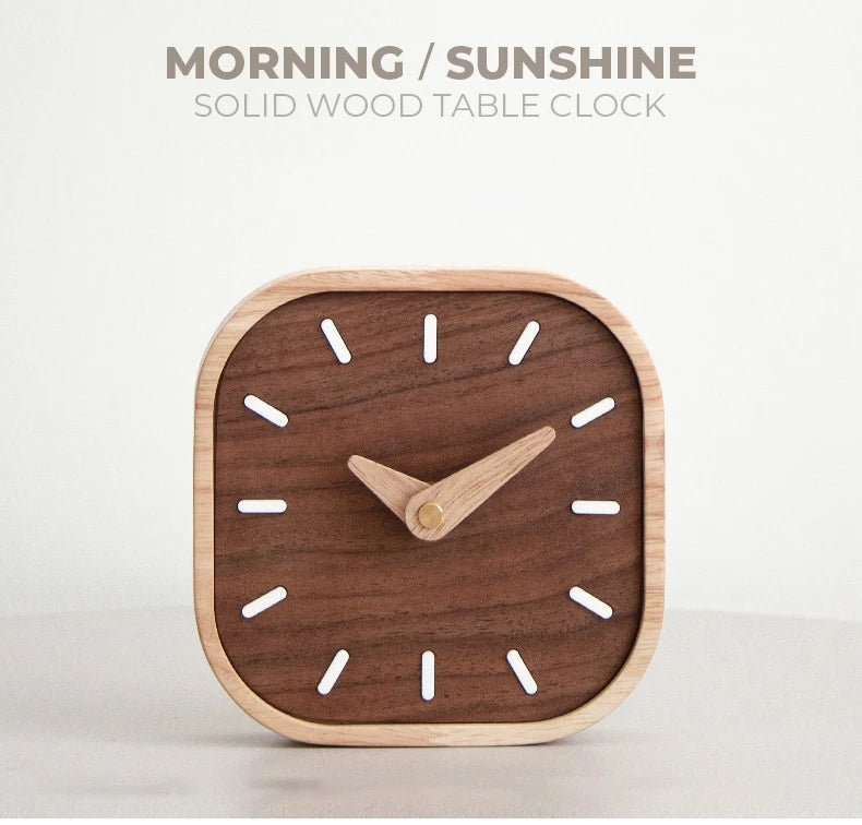Nordic Black Walnut Minimalist Desk Clock Wall Clock Bedroom Living Room Decoration Solid Wood Quiet Clocks Hanging Wall Watch