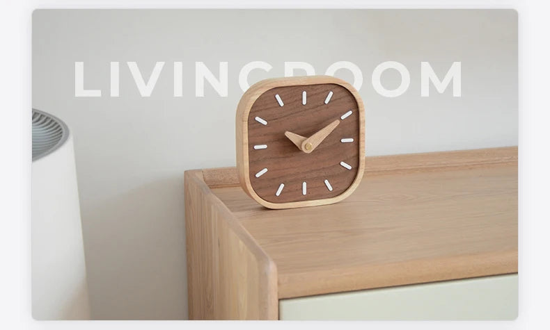 Nordic Black Walnut Minimalist Desk Clock Wall Clock Bedroom Living Room Decoration Solid Wood Quiet Clocks Hanging Wall Watch