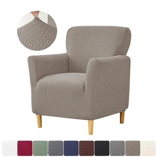 T-shaped Jacquard Tub Chair Cover Armchair Slipcover for Living Room Bedroom Office Elastic Single Sofa Covers Home Bar Counter