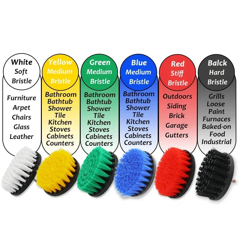 2/3.5/4/5'' Brush Attachment Set Power Scrubber Brush Car Polisher Bathroom Cleaning Kit with Extender Kitchen Cleaning Tools
