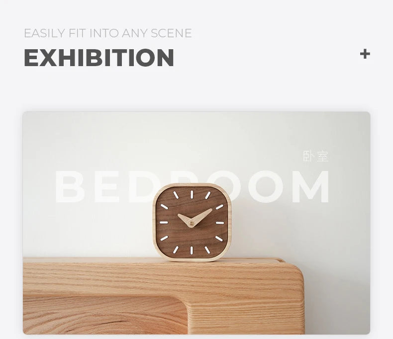 Nordic Black Walnut Minimalist Desk Clock Wall Clock Bedroom Living Room Decoration Solid Wood Quiet Clocks Hanging Wall Watch