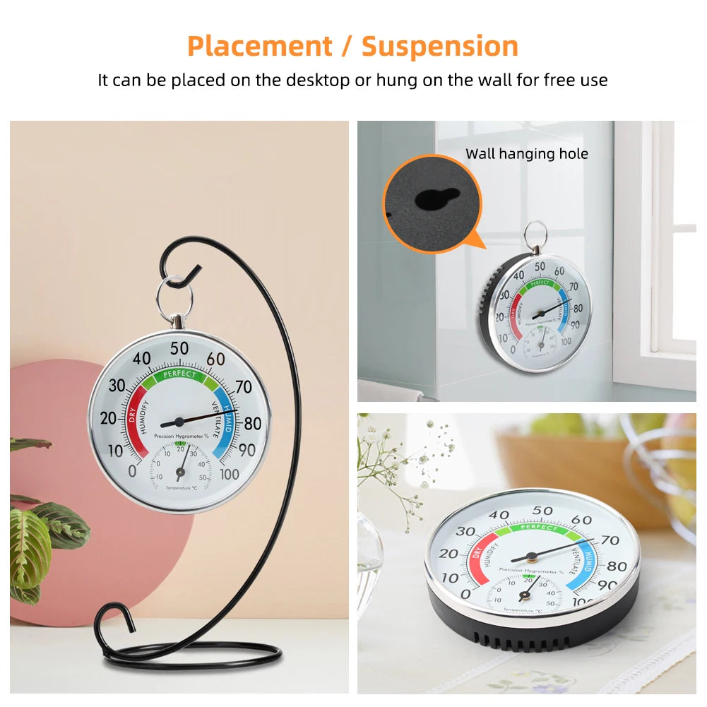 2 in 1 Mechanical -10~50℃ Household Thermometer 0-100% Hygrometer Wall-mounted Sensor for Indoor Kitchen Bathroom Sauna Room