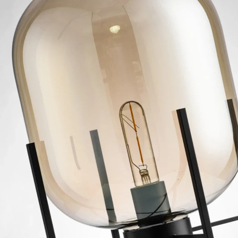 Postmodern Nordic Industrial Style Smoke Gray Glass Four-legged Floor Lamp Creative Personality Living Room Bedroom Table Lamps
