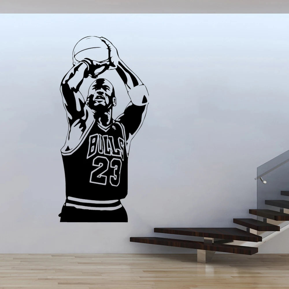 Basketball Player Wall Sticker Self Adhesive Vinyl Waterproof Wall Art Decal For Kids Room Living Room Home Decor Sticker Mural