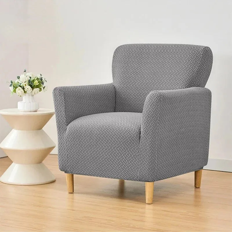 T-shaped Jacquard Tub Chair Cover Armchair Slipcover for Living Room Bedroom Office Elastic Single Sofa Covers Home Bar Counter