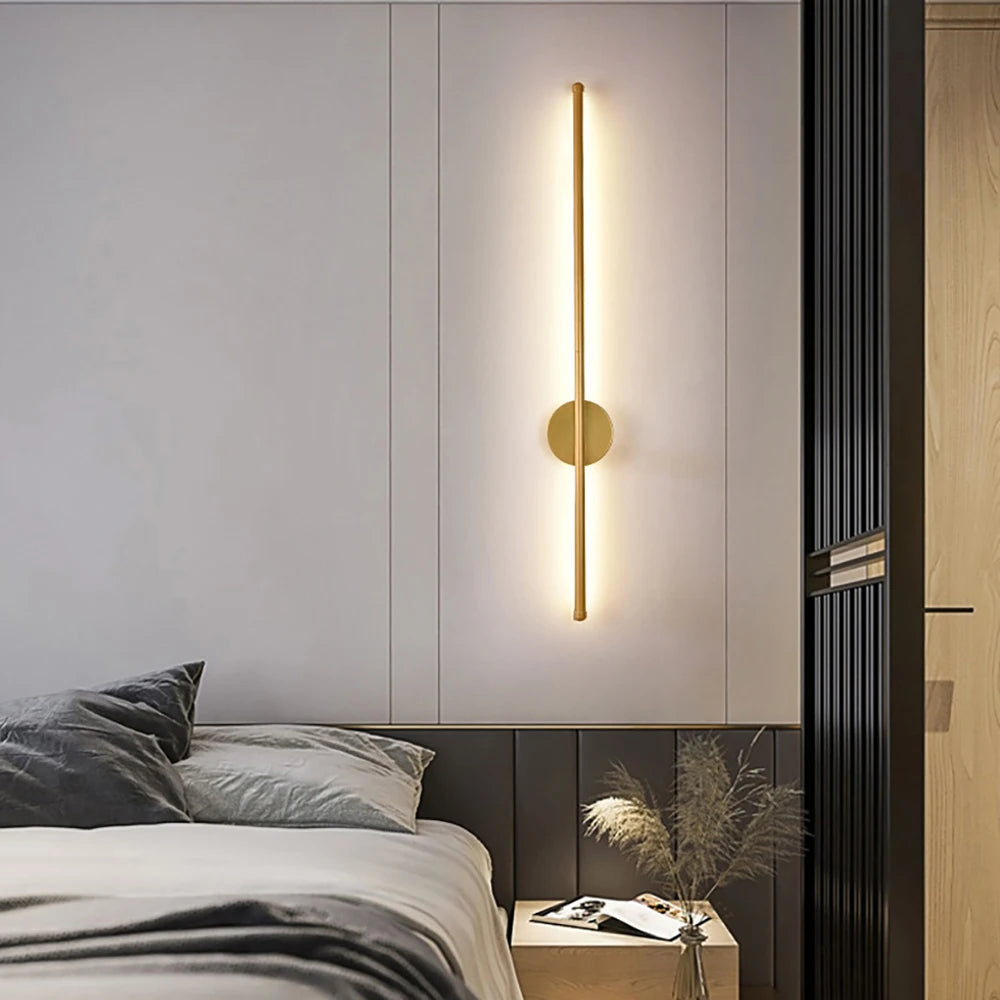 80cm 60cm Strip LED Living Room Wall light Modern Nordic Sofa background Full copper Bedroom Bedside wall light AC85-265V
