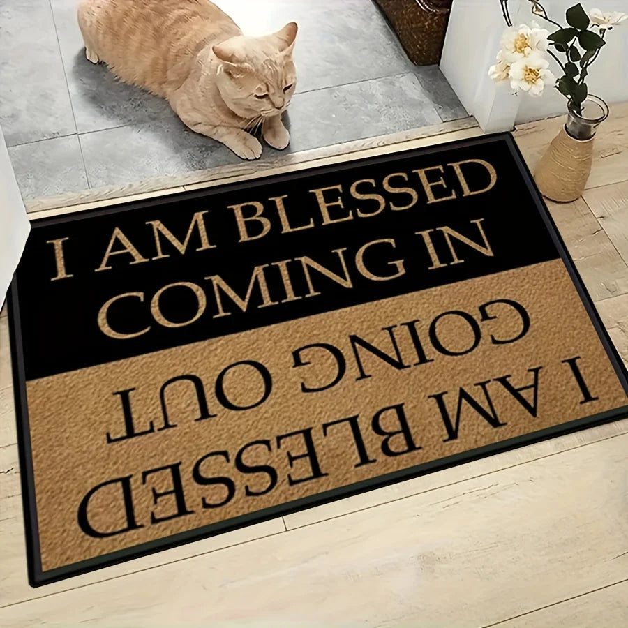 I AM BLESSED Letters Non-slip Carpet Bedroom Entrance Doormats Home Decoration Washable Kitchen Bathroom Balcony Floor Rug