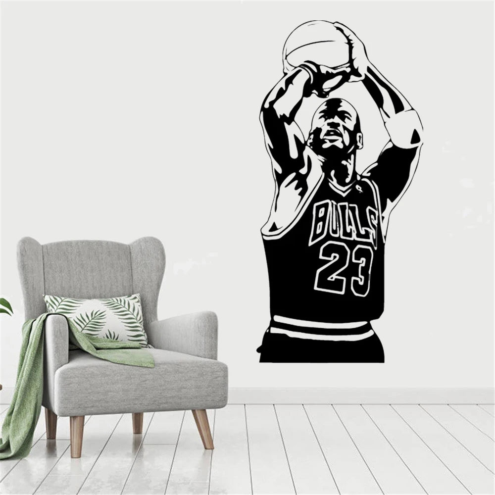 Basketball Player Wall Sticker Self Adhesive Vinyl Waterproof Wall Art Decal For Kids Room Living Room Home Decor Sticker Mural
