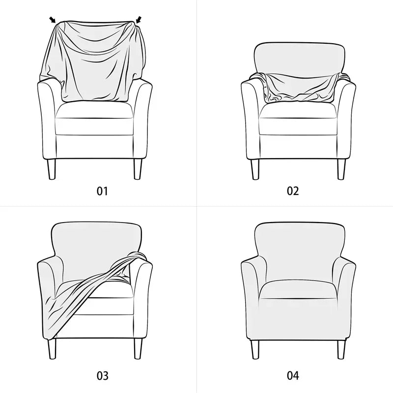 Nordic Stretch Club Chair Cover Water Repellent Spandex Armchair Slipcover Relax Single Sofa Cover Living Room Bar Counter