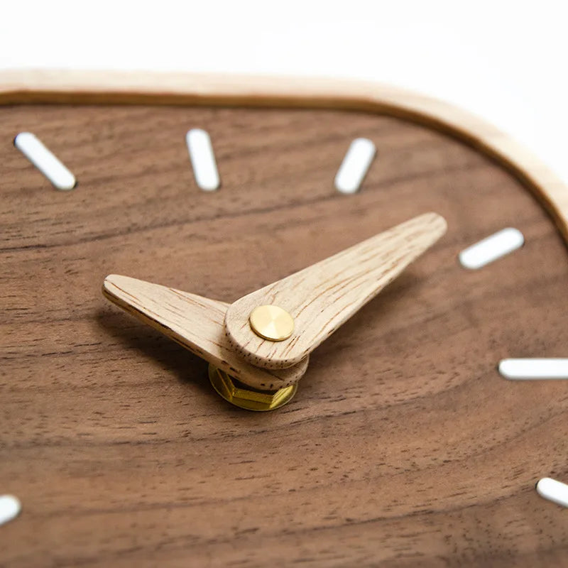 Nordic Black Walnut Minimalist Desk Clock Wall Clock Bedroom Living Room Decoration Solid Wood Quiet Clocks Hanging Wall Watch
